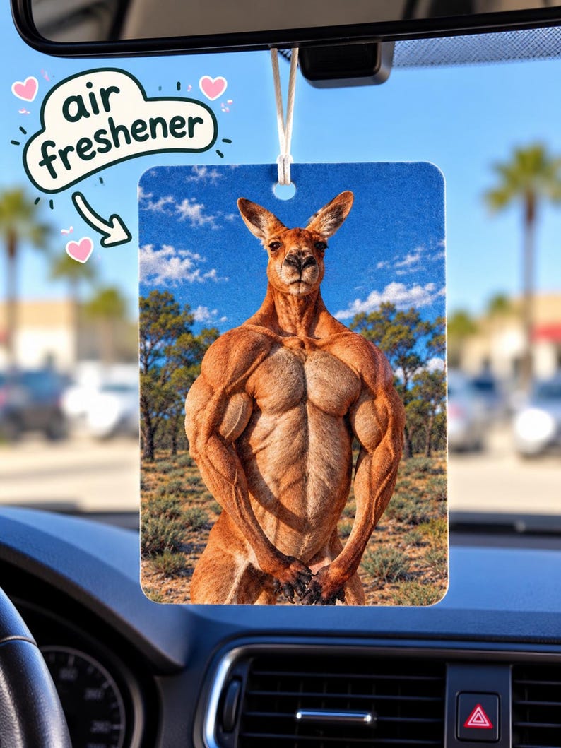 Buff Kangaroo Funny Meme Car Air Freshener