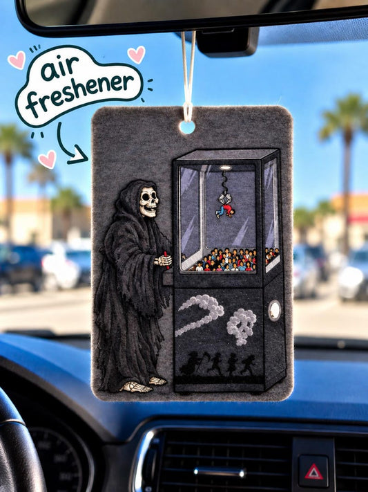 Grim Reaper Claw Machine Funny Meme Car Air Freshener